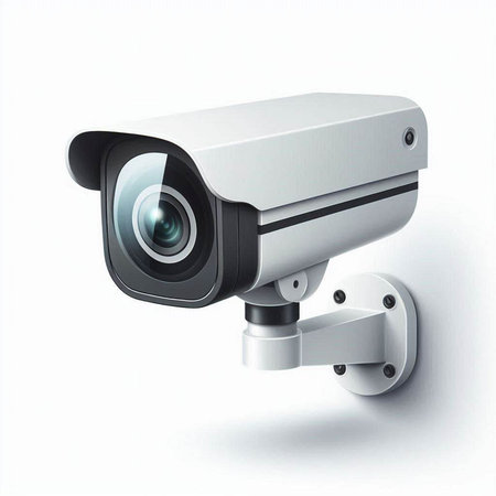 CCTV security camera on a white background. 3d rendering.のイラスト素材