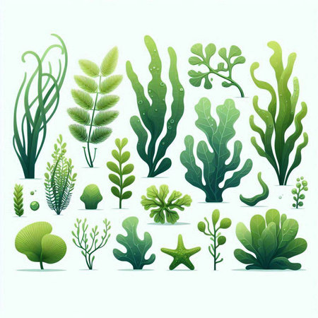 Set of sea plants and seaweed. Vector illustration for your designのイラスト素材