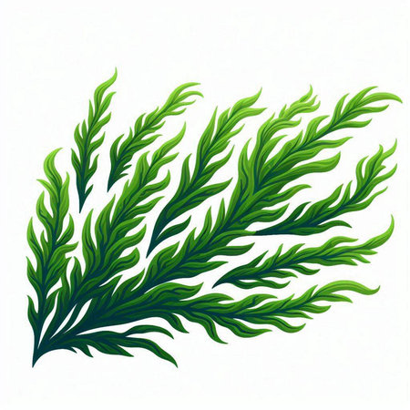 Green seaweed isolated on a white background. Vector illustration. Eps 10.のイラスト素材