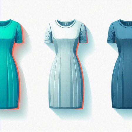 Set of women's dresses on a white background. Vector illustration.のイラスト素材
