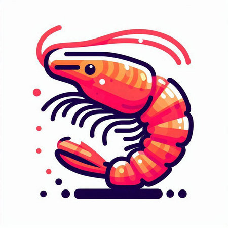 Shrimp. Seafood. Vector illustration in a flat style.のイラスト素材