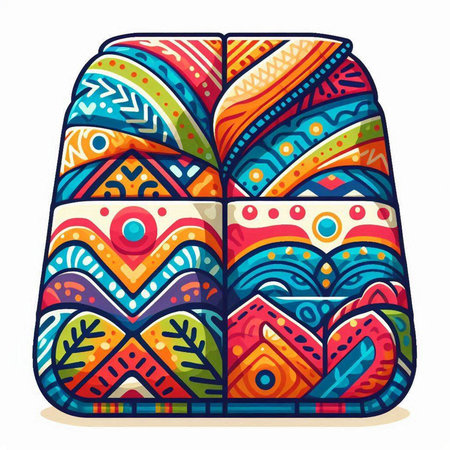 Colorful handbag with ethnic ornaments. Vector illustration.のイラスト素材