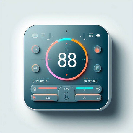 Futuristic user interface with a number of icons and design elementsのイラスト素材