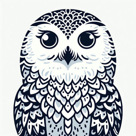 Owl on a white background. Hand-drawn vector illustration.のイラスト素材
