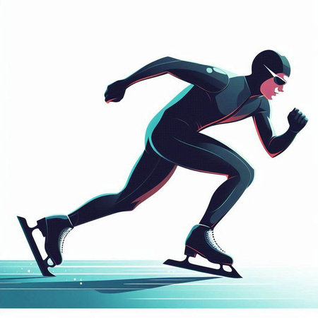 Speed skating. Vector illustration of a figure skater in motion.のイラスト素材