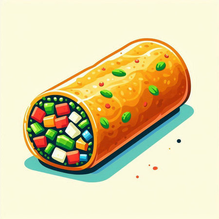 Illustration of a traditional mexican burrito. Vector illustration.のイラスト素材
