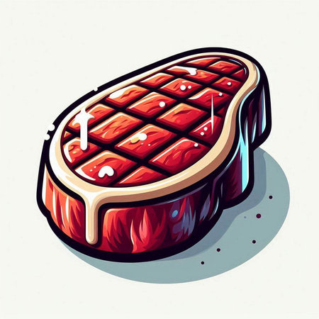 Illustration of a piece of meat on a white background, vector illustrationのイラスト素材