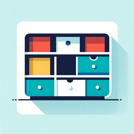 Flat design modern vector illustration icon of cabinet with drawers.のイラスト素材