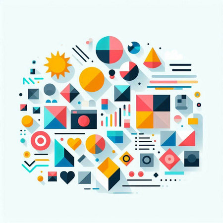 Colorful geometric shapes in the form of a circle. Vector illustration.のイラスト素材