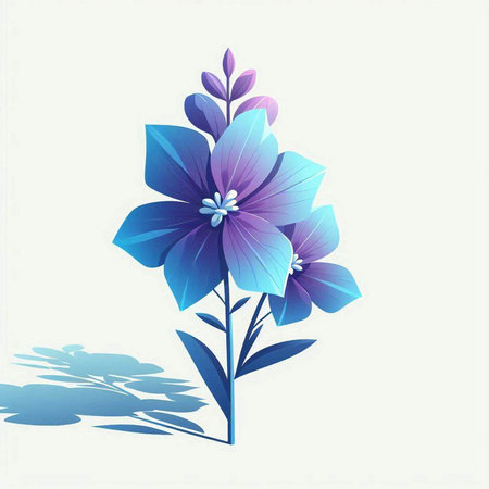 Blue flower with shadow on white background. Vector illustration for your designのイラスト素材