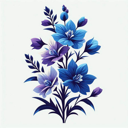 Beautiful blue flowers on a white background. Vector Illustration.のイラスト素材