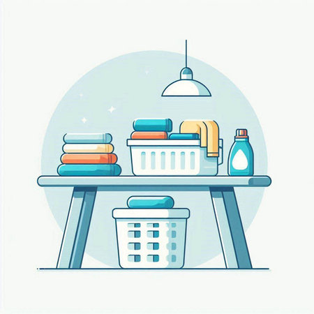 Laundry room vector illustration. Laundry service concept.のイラスト素材
