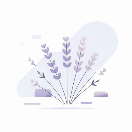 Lavender flowers bouquet in minimal style. Vector illustration.のイラスト素材