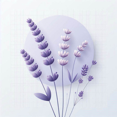 Lavender flowers on a paper background. Vector illustration of lavender flowers.のイラスト素材