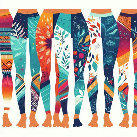 Collection of colorful women's legs with different patterns. Vector illustration.のイラスト素材
