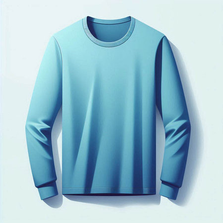 Blue long sleeve t-shirt isolated on white background. Vector illustrationのイラスト素材