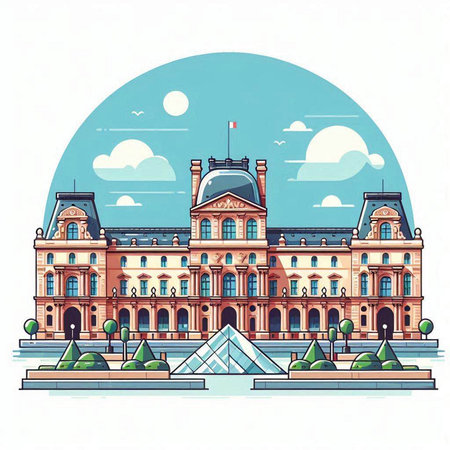 Bucharest, Romania. Building of the Romanian Parliament. Vector illustration.のイラスト素材