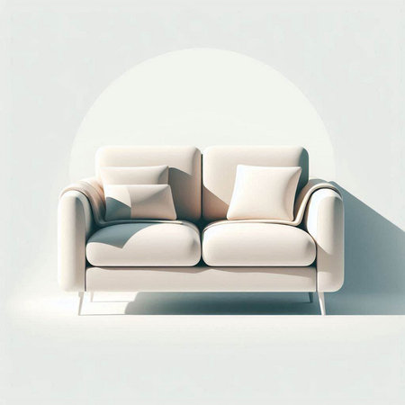 Sofa with pillows on a white background. 3d renderingのイラスト素材