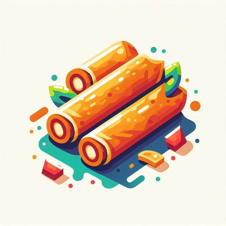 Cinnamon sticks isometric icon. Vector illustration of cinnamon sticks.のイラスト素材