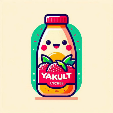 Cute kawaii fruit smoothie in a bottle. Vector illustration.のイラスト素材