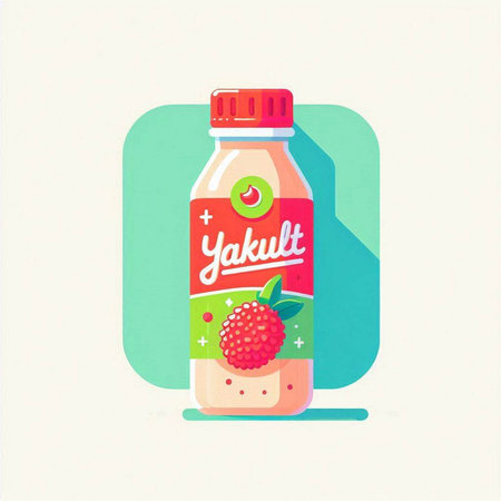 Bottle of strawberry juice. Vector illustration in flat cartoon style.のイラスト素材