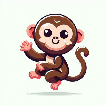 Cute cartoon monkey. Vector illustration isolated on a white background.のイラスト素材