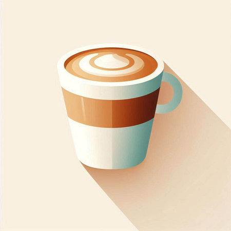 Coffee cup with latte art. Vector Illustration.のイラスト素材