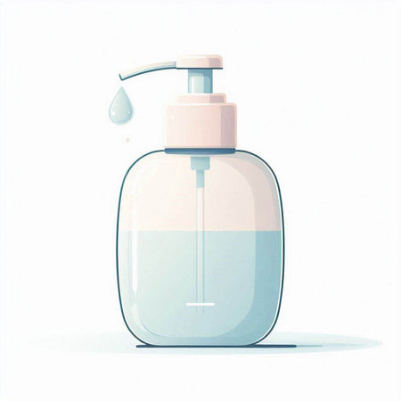 Illustration of a bottle of liquid soap on a white background.のイラスト素材