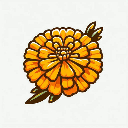 Marigold flower on white background. Hand drawn vector illustration.のイラスト素材