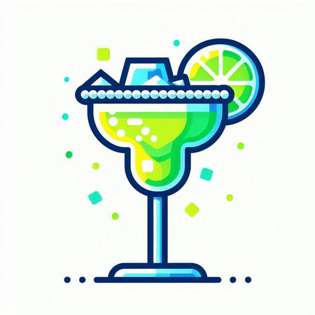 Cocktail with lime and ice. Vector illustration in flat styleのイラスト素材