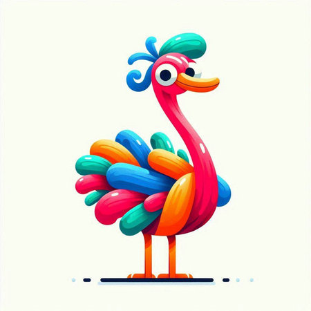 Colorful cartoon rooster isolated on white background. Vector illustration.のイラスト素材