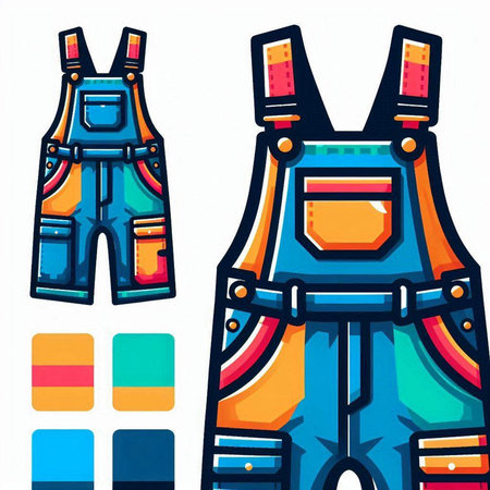 illustration of a set of work overalls for work in the factoryのイラスト素材