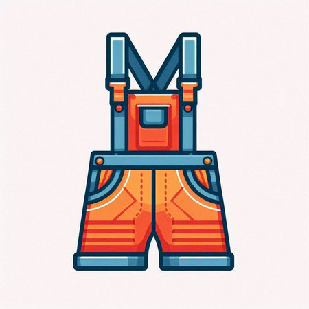 Underwear icon. Vector illustration of a pair of shorts with suspenders.のイラスト素材