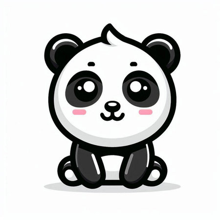 Cute panda cartoon isolated on a white background. Vector illustration.のイラスト素材