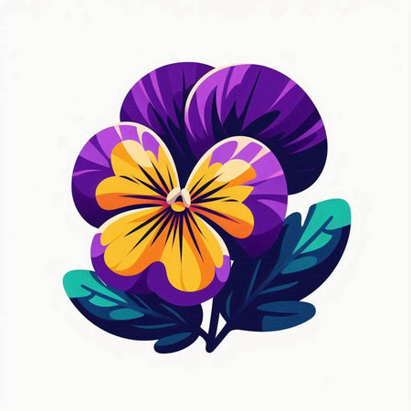 Violet pansy flowers on a white background. Vector illustration.のイラスト素材