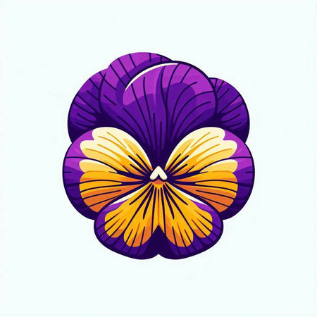 Purple pansy flower isolated on white background. Vector illustration.のイラスト素材