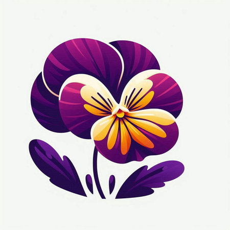 Beautiful colorful pansy flower on white background. Vector illustration.のイラスト素材