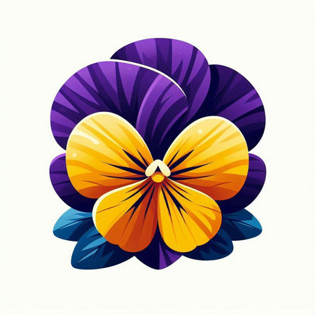Colorful pansy flower isolated on white background. Vector illustration.のイラスト素材