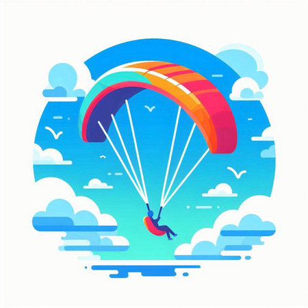Paraglider flying in the blue sky. Vector illustration.のイラスト素材