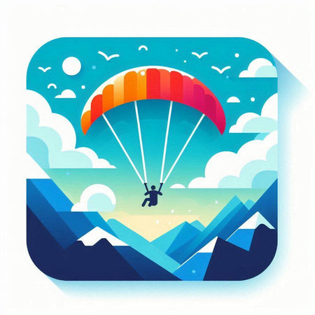 Parachutist in the sky with clouds. Vector illustration.のイラスト素材