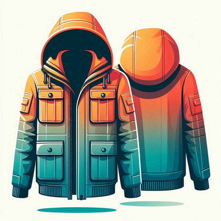 Winter jacket. Vector illustration of a warm jacket for cold weather.のイラスト素材