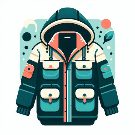 Vector illustration of a winter jacket on a white background in a flat styleのイラスト素材