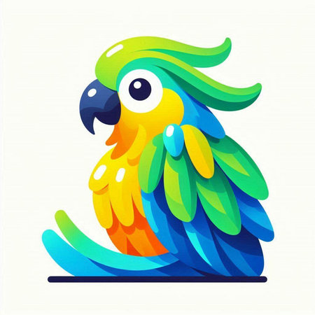 Colorful parrot on a white background. Vector illustration in cartoon style.のイラスト素材