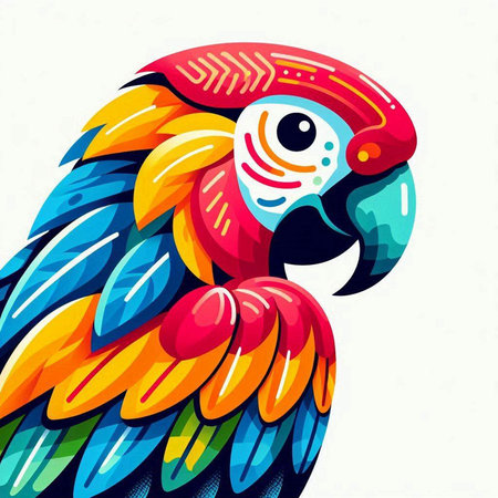 Colorful parrot isolated on white background. Vector illustration for your designのイラスト素材
