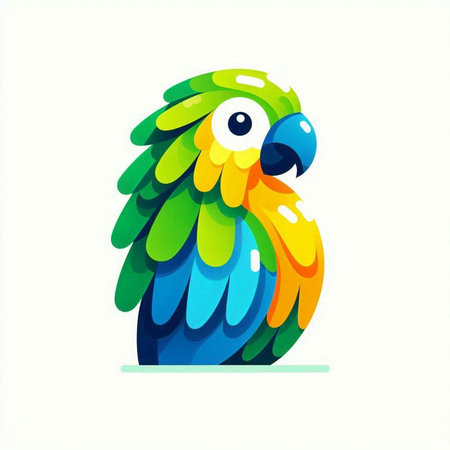 Colorful parrot isolated on a white background. Vector illustration.のイラスト素材