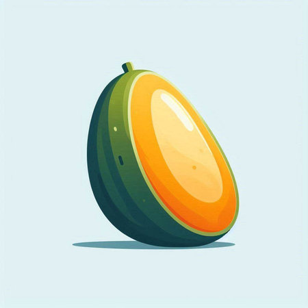 Mango fruit on blue background. Vector illustration. Cartoon style.のイラスト素材