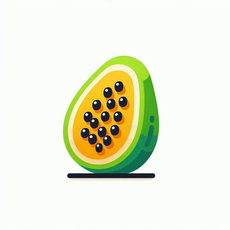Papaya fruit isolated on white background. Vector illustration in flat style.のイラスト素材