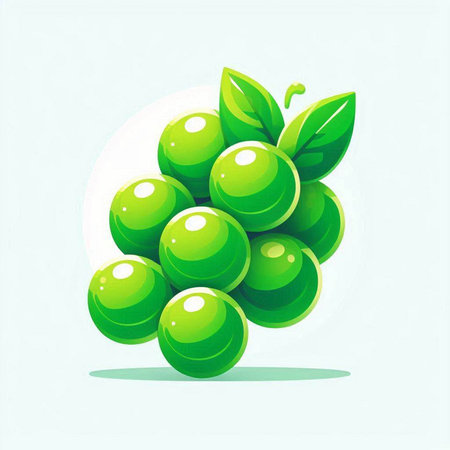 Vector illustration of a bunch of green grapes on a white background.のイラスト素材