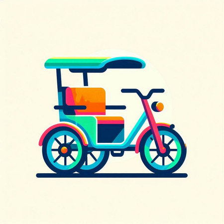 tuk tuk icon. vector illustration. flat design style.のイラスト素材