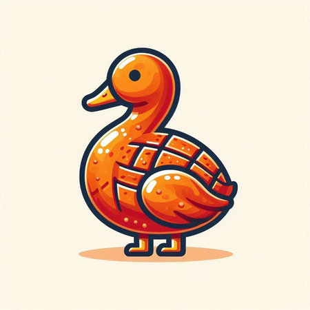 Illustration of a cute cartoon duck, isolated on a white background.のイラスト素材